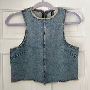 NWT H&M Divided Denim Frayed Coastal Cowgirl Tank Top in Size Extra Small